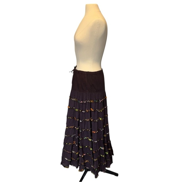 Kaktus Black and Multicolor Tiered Maxi Skirt - Picture 10 of 11